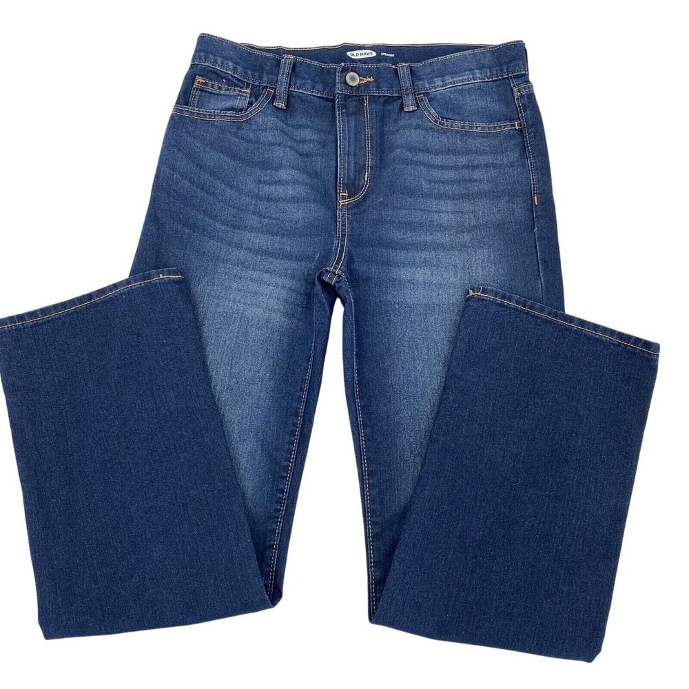 Old Navy Girls Size 14 Straight Leg Jeans Dark Wash Blue Denim  Plus Adjustable